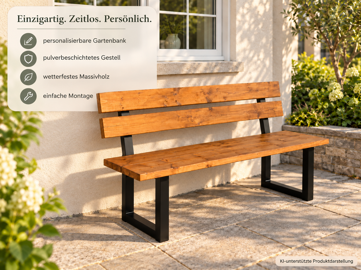 Gartenbank mit Gravur