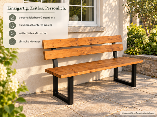 Gartenbank mit Gravur