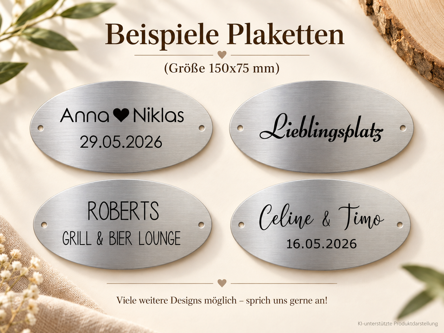 Bank mit Plakette