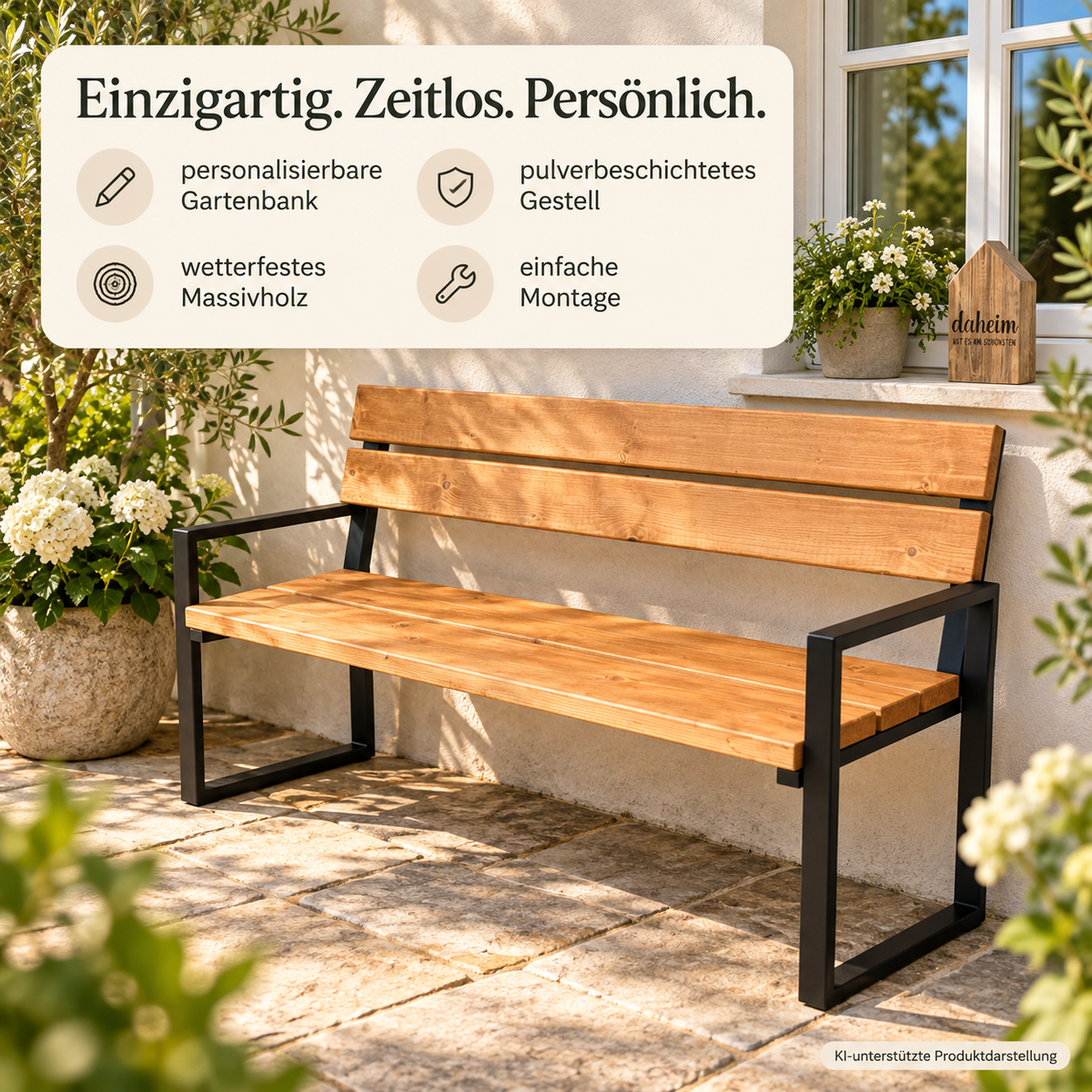 Gartenbank mit persönlicher Gravur